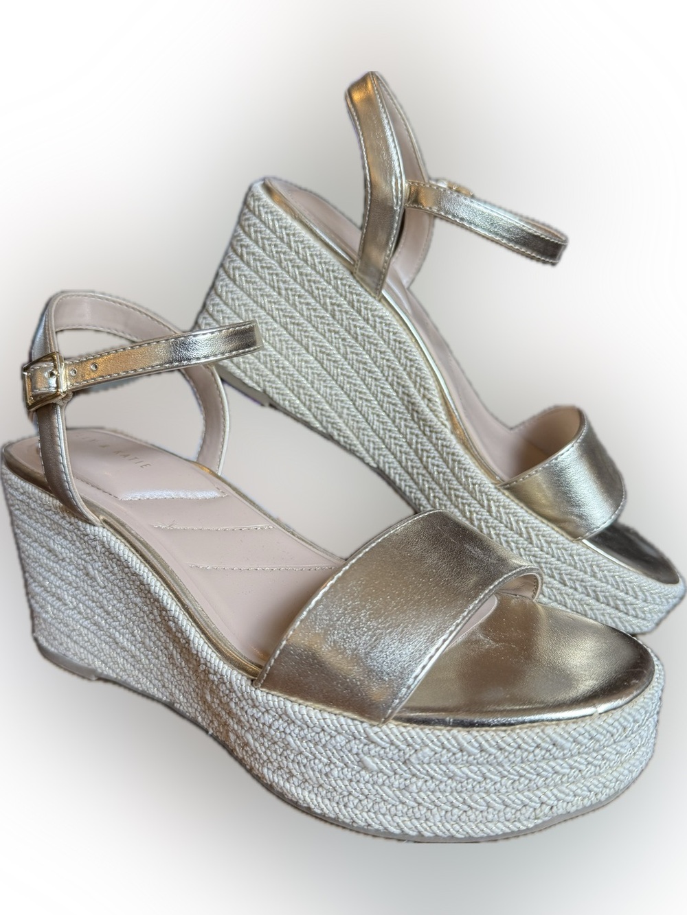 Kelly & Katie Metallic Gold Espadrille Wedge Sandals